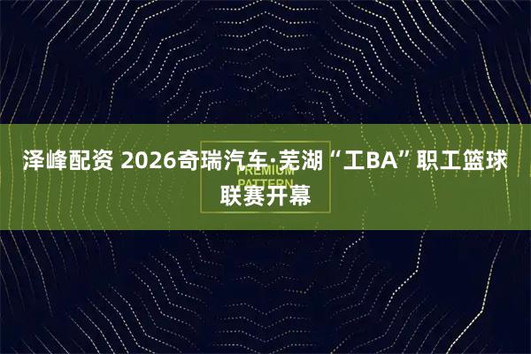 泽峰配资 2026奇瑞汽车·芜湖“工BA”职工篮球联赛开幕